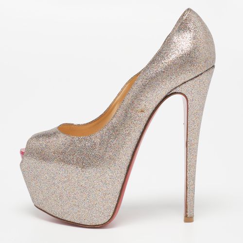 Christian Louboutin Metallic/Pink Glitter Leather Highness Pumps Size 36.5 - Christian Louboutin - Modalova