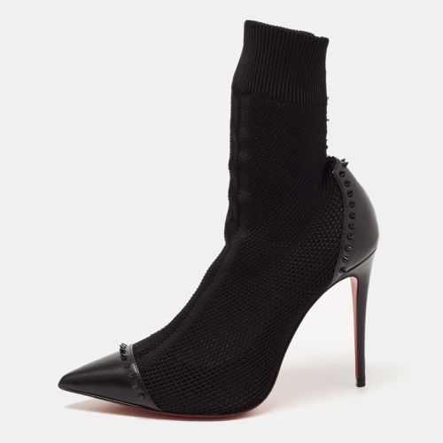 Christian Louboutin Black Knit Fabric and Leather Dovi Dova Sock Booties Size 38 - Christian Louboutin - Modalova