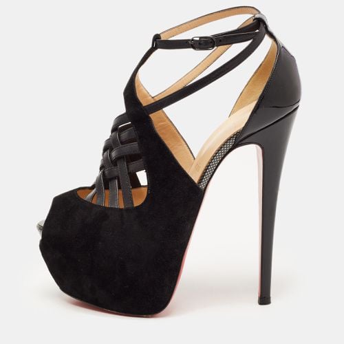 Christian Louboutin Black Suede and Leather Carlota Sandals Size 38 - Christian Louboutin - Modalova