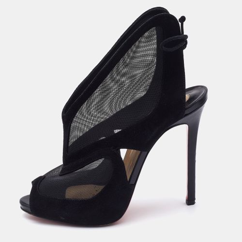 Christian Louboutin Black Suede and Mesh Farfamesh Booties Size 38.5 - Christian Louboutin - Modalova