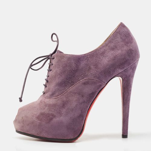 Christian Louboutin Purple Suede Peep Toe Lace Up Booties Size 35.5 - Christian Louboutin - Modalova