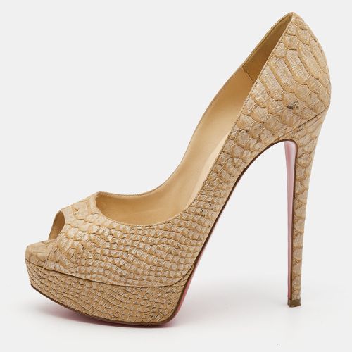 Christian Louboutin Two Tone Python Embossed Leather Lady Peep Pumps Size 39.5 - Christian Louboutin - Modalova