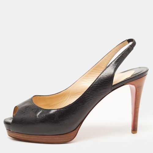 Christian Louboutin Black Leather Peep Toe Slingback Sandals Size 39 - Christian Louboutin - Modalova