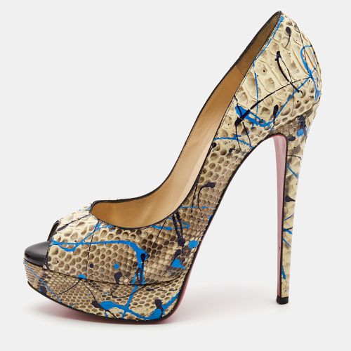 Christian Louboutin Two Tone Python Graffiti Print Lady Peep Pumps Size 40 - Christian Louboutin - Modalova