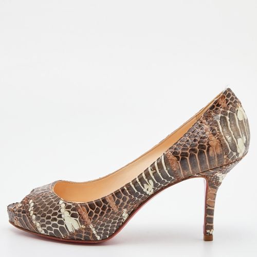 Christian Louboutin Brown Watersnake Leather Very Prive Peep Toe Pumps Size 37 - Christian Louboutin - Modalova