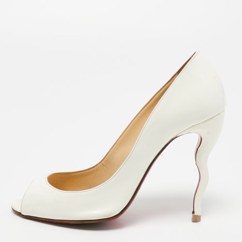 Christian Louboutin White Patent Leather Jolly Wavy Peep Toe Pumps Size 37 - Christian Louboutin - Modalova