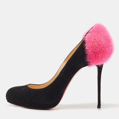 Christian Louboutin Black/Pink Suede and Fur Achilda Pumps Size 38 - Christian Louboutin - Modalova