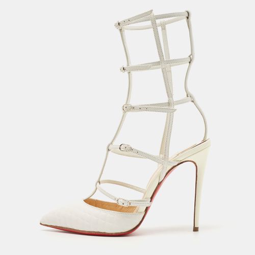 Christian Louboutin White Leather Kadreyana Cage Pointed Toe Pumps Size 36 - Christian Louboutin - Modalova