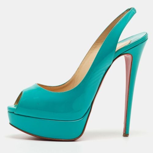 Christian Louboutin Turquoise Patent Leather Lady Peep Sling Pumps Size 39.5 - Christian Louboutin - Modalova