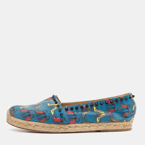 Christian Louboutin Blue Printed Canvas Ares Espadrille Flats Size 40 - Christian Louboutin - Modalova