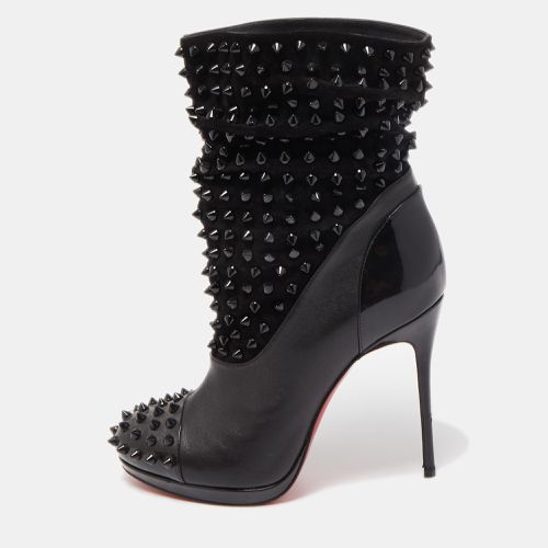 Christian Louboutin Black Patent Leather and Suede Spike Wars Ankle Boots Size 36 - Christian Louboutin - Modalova