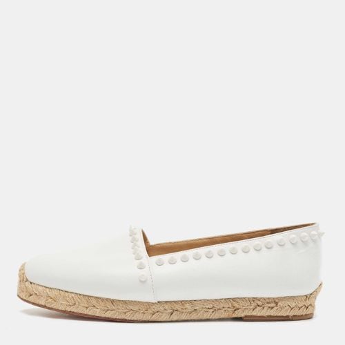 Christian Louboutin White Leather Melides Spike Trim Espadrille Flats Size 36 - Christian Louboutin - Modalova