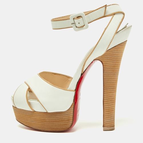 Christian Louboutin White Leather Criss Cross Platform Ankle Strap Sandals Size 36.5 - Christian Louboutin - Modalova