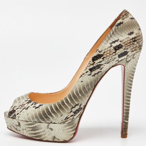 Christian Louboutin Grey Watersnake Leather Lady Peep Pumps Size 40 - Christian Louboutin - Modalova