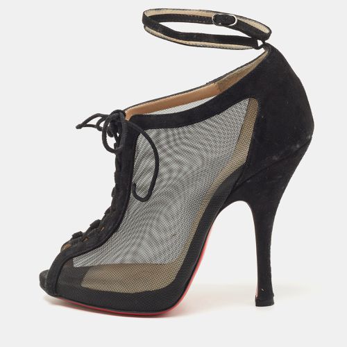 Christian Louboutin Black Mesh and Suede Abbesses Ankle Booties Size 36 - Christian Louboutin - Modalova