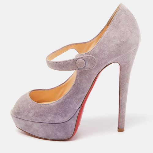 Christian Louboutin Purple Suede Zeppa Peep Toe Mary Jane Pumps Size 37 - Christian Louboutin - Modalova