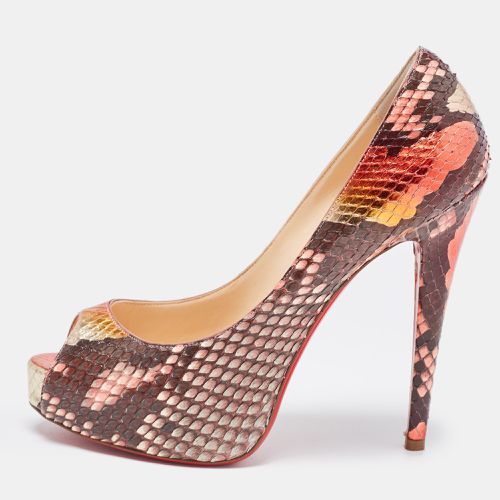 Christian Louboutin Multicolor Python Leather Very Prive Peep Toe Platform Pumps Size 37 - Christian Louboutin - Modalova