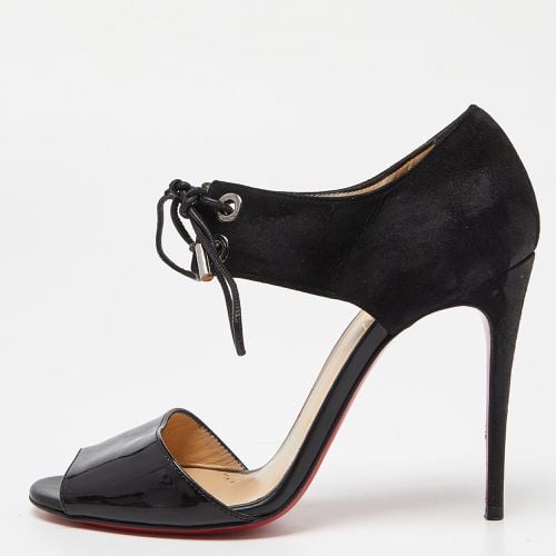 Christian Louboutin Black Suede and Patent Mayerling Lace Up Sandals Size 36.5 - Christian Louboutin - Modalova