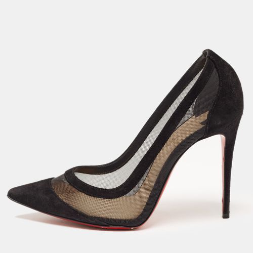 Christian Louboutin Black Suede and Mesh Galativi Strass Pumps Size 36 - Christian Louboutin - Modalova