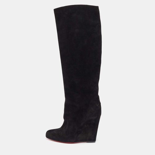 Christian Louboutin Black Suede Melissa Botta Wedge Knee Boots Size 37.5 - Christian Louboutin - Modalova