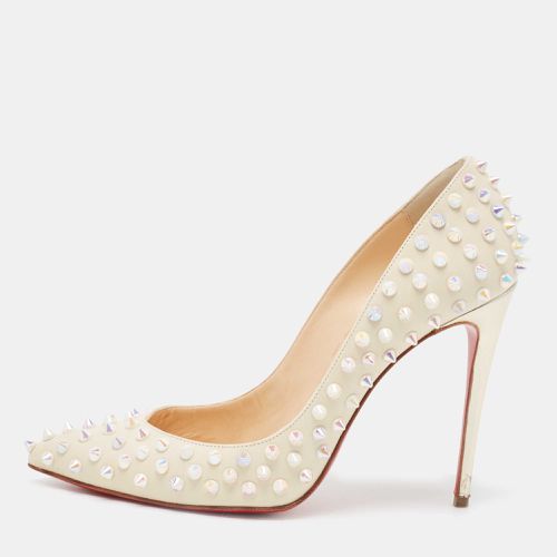 Christian Louboutin Cream Leather Follies Spikes Pointed Toe Pumps Size 38 - Christian Louboutin - Modalova