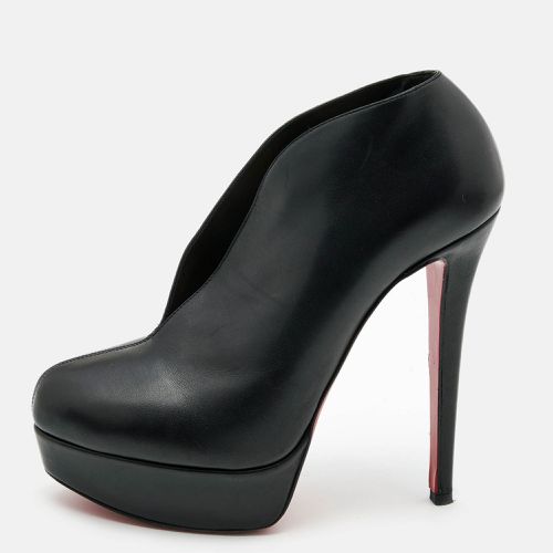 Christian Louboutin Black Leather Miss Fast Plato Platform Ankle Booties Size 38 - Christian Louboutin - Modalova