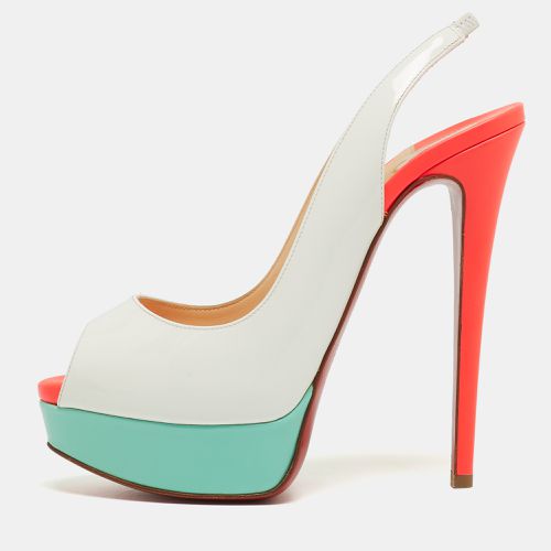 Christian Louboutin Tricolor Patent Leather Lady Peep Slingback Pumps Size 37 - Christian Louboutin - Modalova