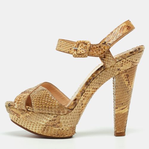 Python Leather Ankle Strap Sandals Size 35 - Christian Louboutin - Modalova