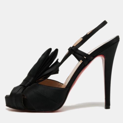 Christian Louboutin Black Satin Bow Slingback Sandals Size 37.5 - Christian Louboutin - Modalova