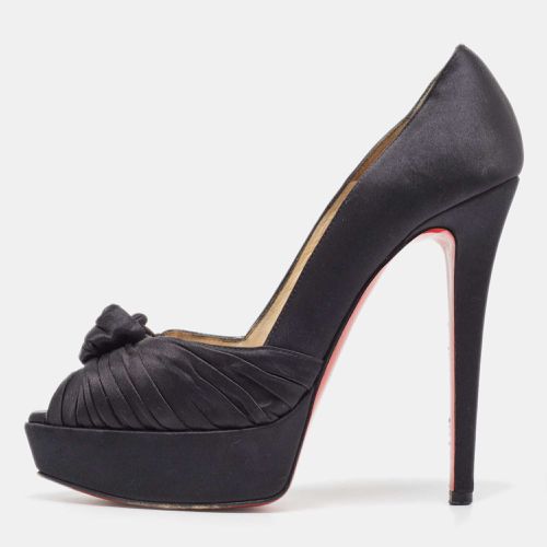 Christian Louboutin Black Knotted Satin Peep Toe Platform Pumps Size 37 - Christian Louboutin - Modalova