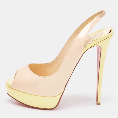 Christian Louboutin Beige/Yellow Patent Leather Lady Peep Slingback Pumps Size 40 - Christian Louboutin - Modalova