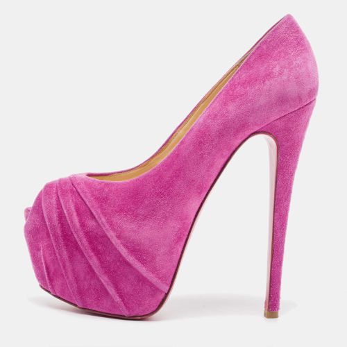 Christian Louboutin Pink Suede Drapesse Peep Toe Pumps Size 38 - Christian Louboutin - Modalova