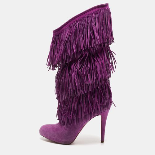 Christian Louboutin Purple Suede Forever Tina Fringe Mild Calf Boots Size 37 - Christian Louboutin - Modalova