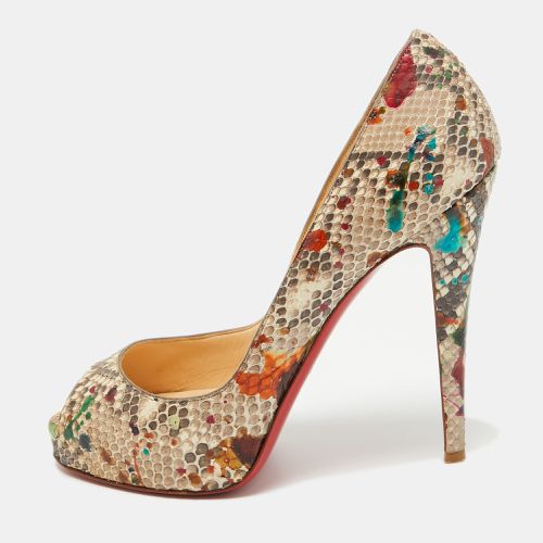 Christian Louboutin Multicolor Python Leather Lady Peep Toe Platform Pumps Size 39 - Christian Louboutin - Modalova