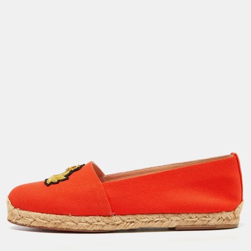 Christian Louboutin Orange Canvas Galia Espadrille Flats Size 38 - Christian Louboutin - Modalova