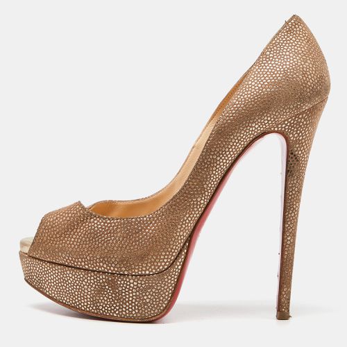 Textured Suede Lady Peep Toe Platform Pumps Size 37.5 - Christian Louboutin - Modalova