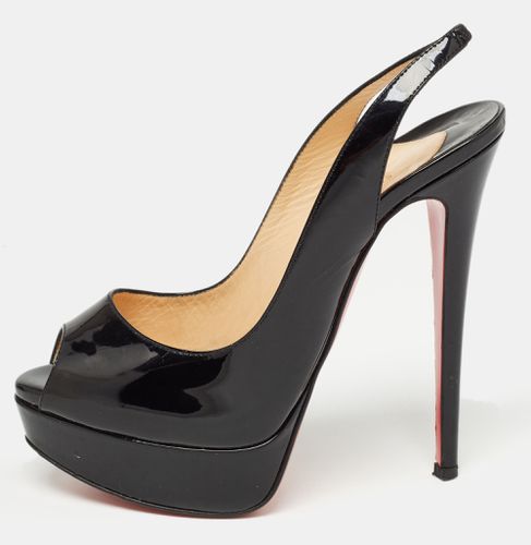 Christian Louboutin Black Patent Lady Peep Slingback Sandals Size 36.5 - Christian Louboutin - Modalova