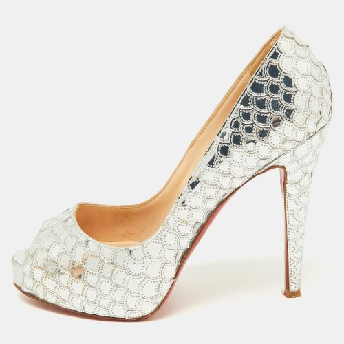 Christian Louboutin Silver Scaled Sequins and Leather Poseidon Pumps Size 38 - Christian Louboutin - Modalova