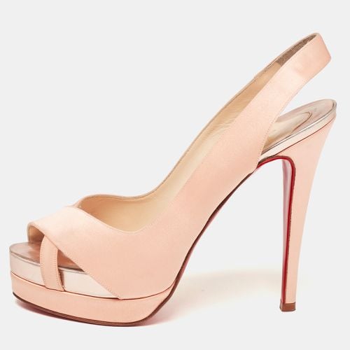 Christian Louboutin Pink Satin Open Toe Platform Slingback Sandals Size 39.5 - Christian Louboutin - Modalova