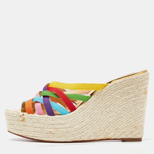 Christian Louboutin Multicolor Fabric Strappy Wedge Espadrille Platform Sandals Size 37 - Christian Louboutin - Modalova