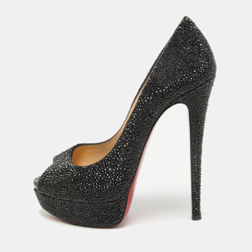 Christian Louboutin Black Crystal Embellished Lady Peep Toe Pumps Size 38.5 - Christian Louboutin - Modalova