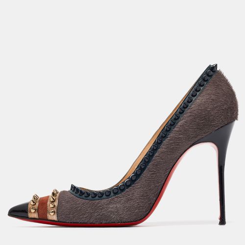 Christian Louboutin Multicolor Calf Hair and Leather Malabar Hill Spiked Pointed Toe Pumps Size 41 - Christian Louboutin - Modalova