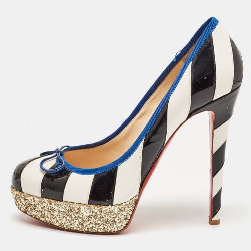 Christian Louboutin White/Black Striped Leather and Patent Foraine Pumps Size 39 - Christian Louboutin - Modalova