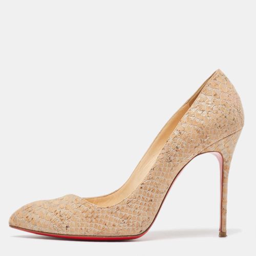 Christian Louboutin Beige Python Embossed Cork Pointed Toe Pumps Size 39 - Christian Louboutin - Modalova