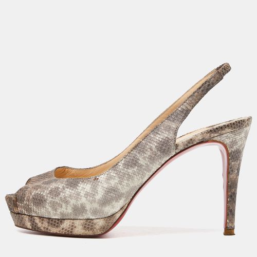 Christian Louboutin Brown Karung Peep Toe Slingback Pumps Size 37.5 - Christian Louboutin - Modalova