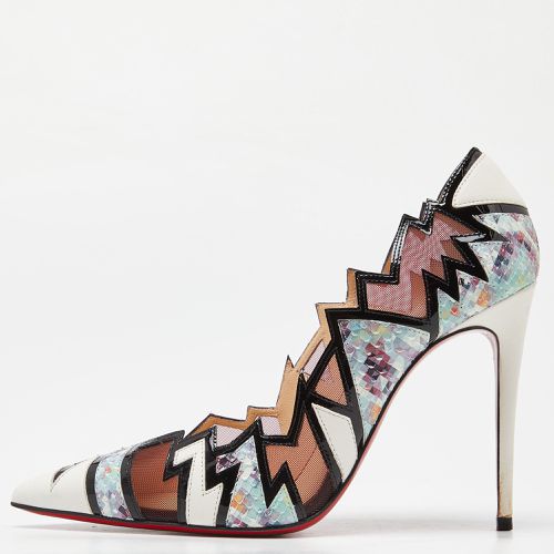 Christian Louboutin Multicolor Python and Mesh Explorete Pigalle Zig Zag Trim Pointed Toe Pumps Size 36.5 - Christian Louboutin - Modalova