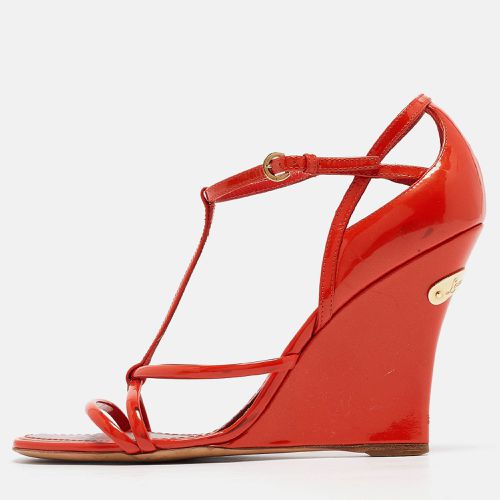 Louis Vuitton Orange Patent Leather Strappy Wedge Sandals Size 37.5 - Louis Vuitton - Modalova