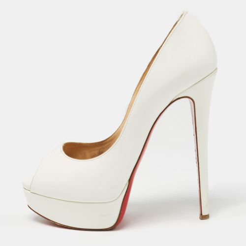 Christian Louboutin White Patent Leather Lady Peep Pumps Size 37 - Christian Louboutin - Modalova