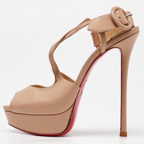 Christian Louboutin Beige Leather Cross Me Crisscross Platform Sandals Size 36 - Christian Louboutin - Modalova