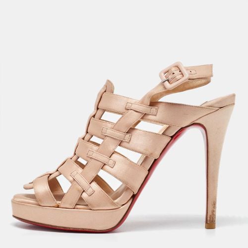 Christian Louboutin Beige Satin Paquita Cage Platform Slingback Sandals Size 39.5 - Christian Louboutin - Modalova